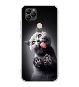PrintiFy General Mobile GM 22 ile Uyumlu 1mm Slim Fit Kedi 2 050c Baskılı Şeffaf  Kılıf