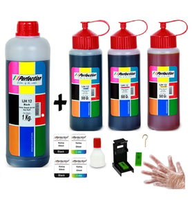 PERFECTİON Canon Pg- 46 Cl-56 Kartuş Uyumlu Mürekkep Seti (E404- E484)  1000 gr. SİYAH + 3 X 500 gr. RENKLİ