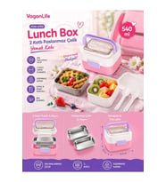 Vagonlife VGN6750 540ml 2 Katlı Pembe Çelik Beslenme Kutusu