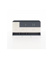 Arges Konsol 3 Raflı 5 Çekmeceli 3 Kapaklı 176x30x99 Antrasit-Antrasit/Aytaşı