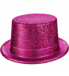 Fuşya Simli Glitter Silindir Parti Şapkası