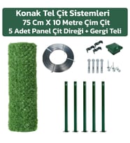 KONAK TEL ÇİT SİSTEMLERİ 75 CM X 10 M ÇİM ÇİT + 5 ADET 75 CM DİREK + GERGİ TELİ VE AKSESUARLAR DAHİL AVANTAJ PAKET