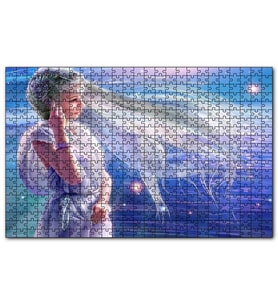Cakapuzzle Perisi ve Arkaplanda Yıldızlar Puzzle Yapboz MDF (Ahşap) (120 Parça)