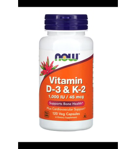 NOW Foods, Vitamin D-3 & K-2, 120 Veg Capsules.USA.3937 (Renksiz)