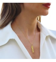 Love Taşlı Plaka Gold Gümüş Kolye