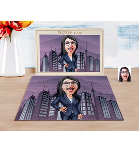 BK Gift Kişiye Özel Kadın Patron Karikatürlü 1000 Parça Profesyonel Puzzle-4