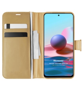 Microsonic Xiaomi Poco M5s Kılıf Delux Leather Wallet Gold