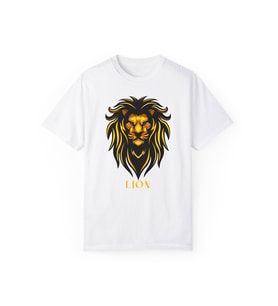 Aslan Kafası Baskılı Unisex Oversize Pamuklu Tişört (Beyaz)