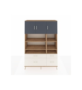 Hyperion Dolap 10 Raflı 4 Çekmeceli 3 Kapaklı 132x44x195 Çam-Antrasit/Aytaşı