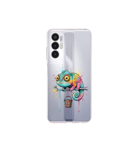 Tecno Pova 3 ile Uyumlu Splash Bukalemun Tasarımlı Şeffaf Silikon Kılıf