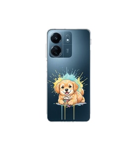 Redmi 13C ile Uyumlu Splash Köpek Tasarımlı Şeffaf Silikon Kılıf