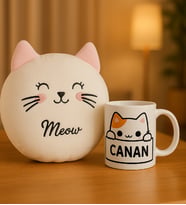 Kedi Yastık Ve Kupa Hediye Seti