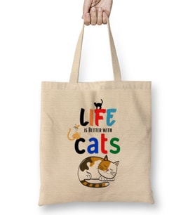 Funny Cat Lover Gifts For Women Men Kids Bez Çanta Uzun Saplı