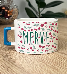 Kişiye Özel Aşk Kirazı Hediye Lüks Fincan Sevgiliye Hediye -3- (Mavi)