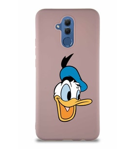 Huawei Mate 20 Lite Soft Premier Kapak Donald Duck-A Tasarımlı Silikon Kılıf - Pudra (Şeffaf)