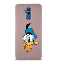 Huawei Mate 20 Lite Soft Premier Kapak Donald Duck-A Tasarımlı Silikon Kılıf - Pudra (Şeffaf)