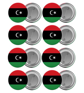 Libya Bayrağı Çanta Rozeti Seti 8 Adet En Büyük Boy 5.8cm İğneli Broş