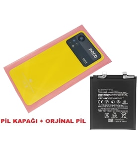 Xiaomi POCO X4 PRO Arka Kapak Batarya Kapağı + PİL (CAM) SARI