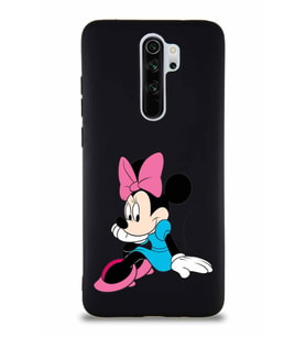 Xiaomi Redmi Note 8 Pro Soft Premier Kapak Minnie Mouse-E Tasarımlı Silikon Kılıf - Siyah (Şeffaf)