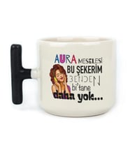Aura Meselesi Bu Şekerim Baskılı Siyah Kulplu D Kupa