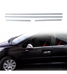Peugeot 207 Krom Cam Çıtası Takımı 4Parça Paslanmaz Çelik