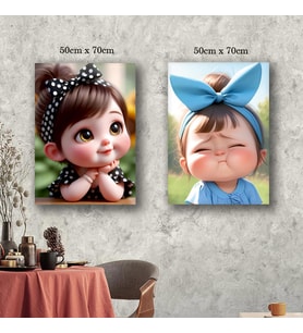 sevimli kız çocuk odası için tablo resim kanvas 2 adet 50x70