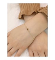 14 Ayar Altın Kalpli Kahverengi Taşlı Bileklik (Gold)
