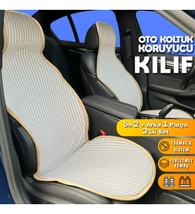 Peugeot 3008 Uyumlu Koltuk Kılıfı Minder Krem 2+1 Ön Arka Set (Karışık)