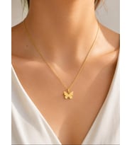 Kişiye Özel 925 Ayar Gümüş Kelebek Figürlü Kolye (Gold)