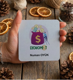 Kişiye Özel Ekonomist Bardak Altlığı  Hediyesi (Beyaz)