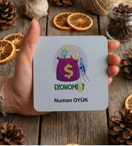 Kişiye Özel Ekonomist Bardak Altlığı  Hediyesi (Beyaz)