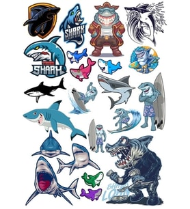 Köpek Balığı Sticker Set 2 16 Parça Telefon, Tablet, Defter, Laptop Sticker
