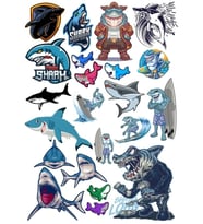 Köpek Balığı Sticker Set 2 16 Parça Telefon, Tablet, Defter, Laptop Sticker