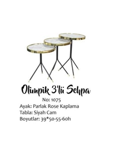 Brc Zigon 13409 Olimpik Model Beyaz Mermer Metal Gold Kaplama Ayak El Yapım  (Siyah - Altın Rengi)
