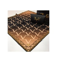 19V69 ITALIA Desen Black Seri Twill Eşarp Eşarp Askısı ile Birlikte 90x90 cm Siy