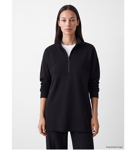 LC WAIKIKI Siyah Oversize Soft Touch Kadın Sweatshirt Tunik