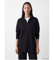 LC WAIKIKI Siyah Oversize Soft Touch Kadın Sweatshirt Tunik