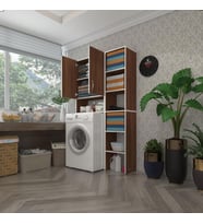 Kenzlife çamaşır makinesi dolabı sinemmaks cvz 180*096*30 banyo kapaklı arkalıklı raflı (Karışık)