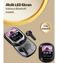 Akıllı Ekranlı Bluetooth 5.4 Kablosuz Kulaklık – Dokunmatik Ve Şarj Kutulu
