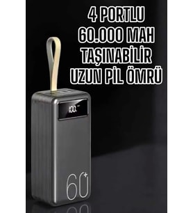 Powerbank 60.000 Mah Hızlı Şarj 4 Çıkışlı Uzun Şarj Süreli Dijital Göstergeli