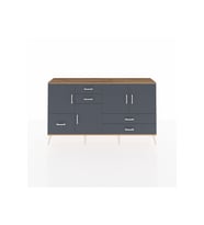 Arges Konsol 4 Raflı 5 Çekmeceli 4 Kapaklı 176x30x99 Çam-Antrasit