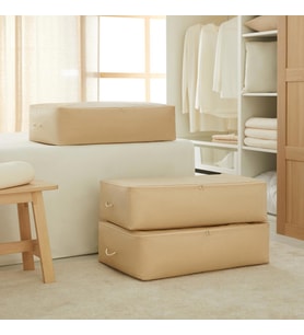 Ocean Home Textile 3'lü Mega Boy Bej Balıksırtı Baza Altı Hurç Set 74 x 46 x 22 cm