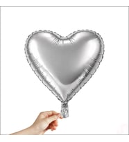 Kalp Folyo Balon, 45 cm - Gümüş
