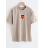 Unisex Ateş Avatar Baskılı T-shirt (Bej)
