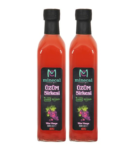 Minecal Üzüm Sirkesi 2x500 ml – %100 Katkısız Doğal  Şekersiz  Koruyucu Içermez