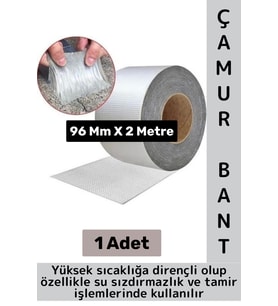 Ultra Güçlü Su Geçirmez Isıya Dayanıklı Alüminyum Folyo İzolasyon Tamirat 96 Mm X 2 Metre Çamur Bant