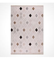 Makine Kaymaz Yıkanabilir Bej Geometrik Triko Salon Halısı Mutfak Halısı Koridor Halısı Yolluk IM06K