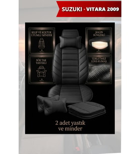 suzuki vitara 2009 Koltuk ve Kılıf uyumlu Yastık Minder Lüks Siyah 2 Minder 2 Yastık