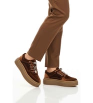 Guja Kahve Nubuk Bağcıklı Yüksek Taban Kadın Sneaker 25K475 Z