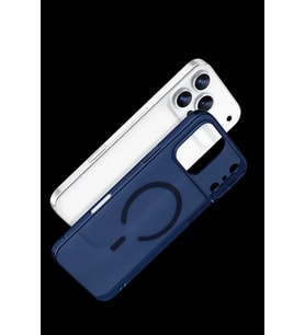 Pilelistore   Apple iPhone 17 Pro Max Combo Sert Şeffaf Magsafe Kapak - Mavi